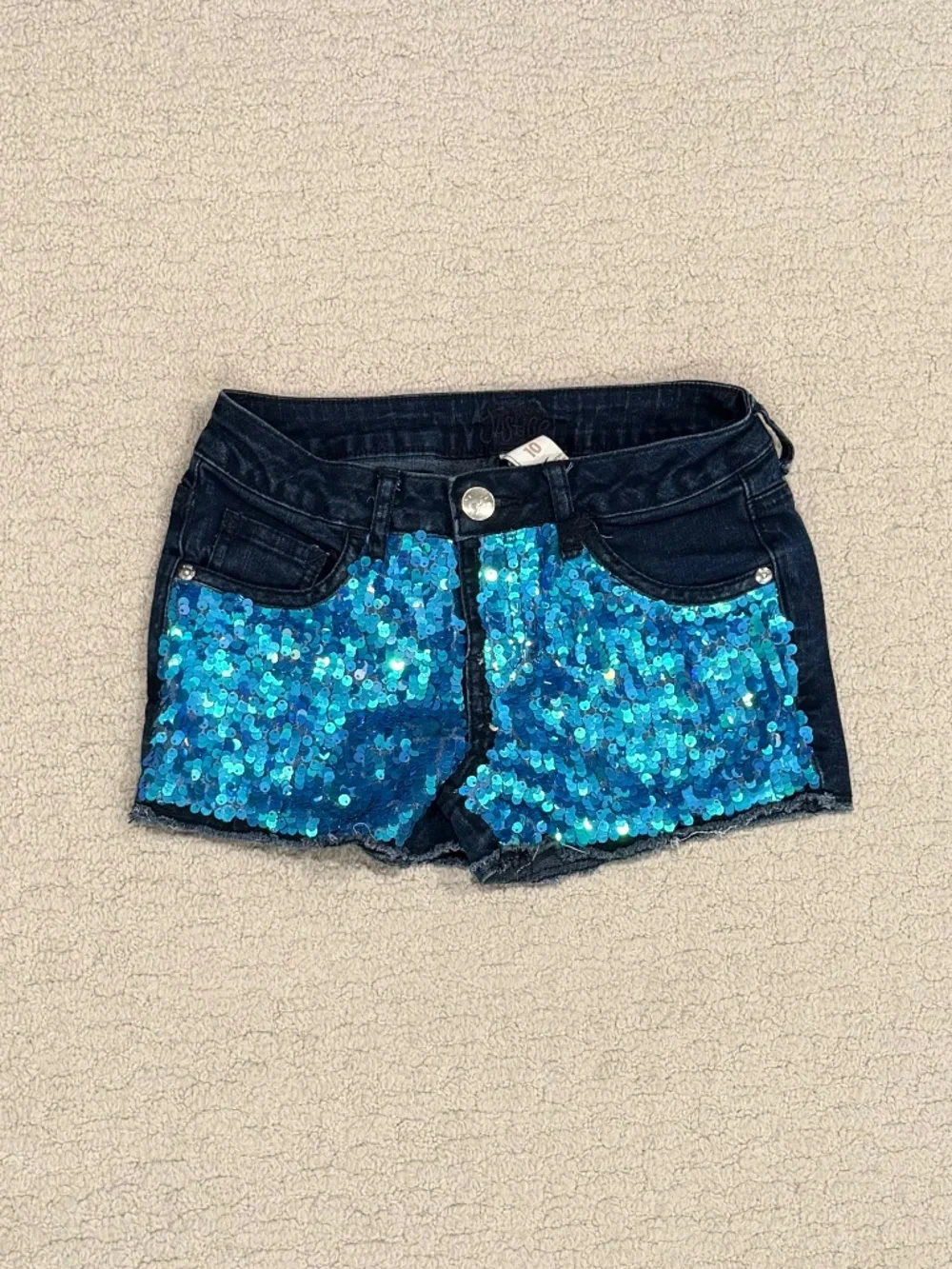 Kids Justice Sequin Denim Shorts Size 10